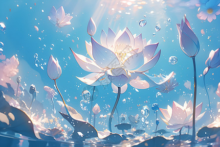 水中开放的莲花图片