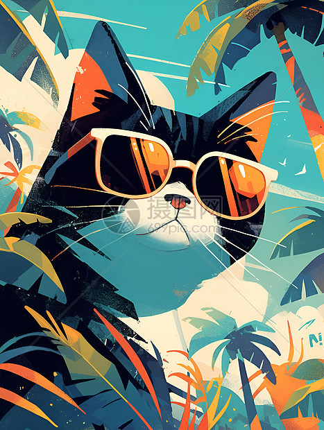 热带度假猫咪图片