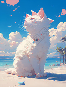 海滩上的一只猫图片