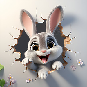 墙角的兔子图片