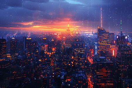 夜幕下的都市风景图片
