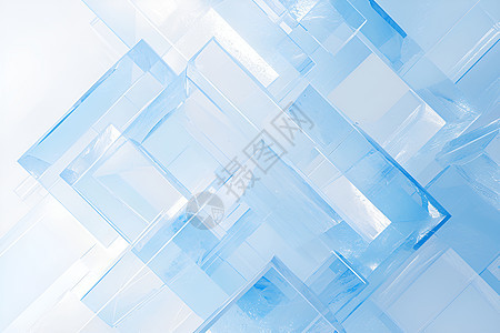 蓝色抽象水晶方块壁纸图片