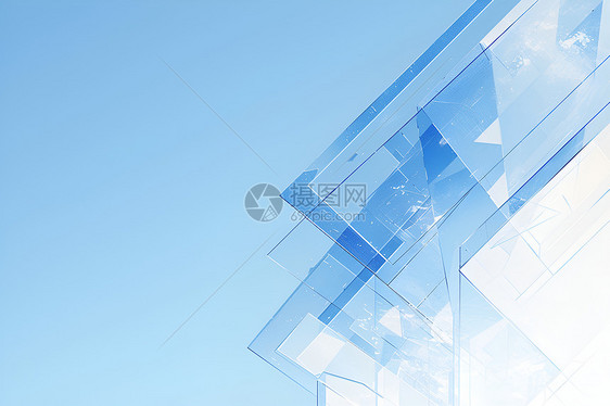 蓝白几何玻璃方块壁纸图片