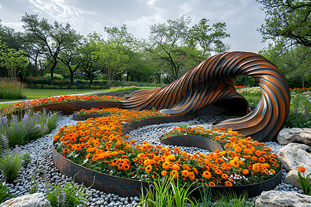 花园中的大型花卉建筑图片素材