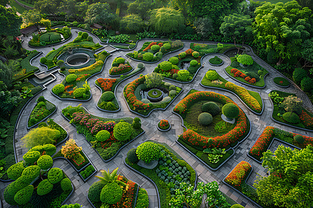 艺术园林花园中的艺术绽放背景