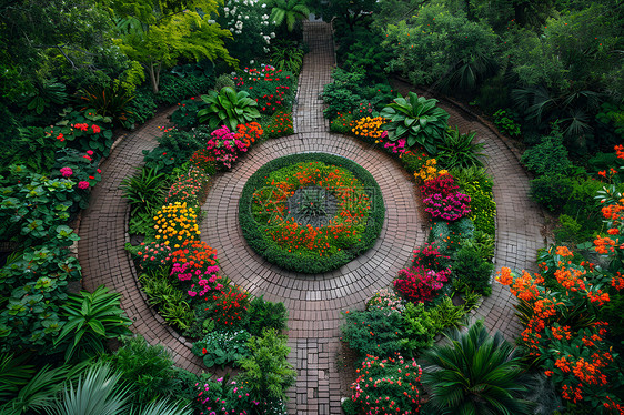 花园的圆形景观图片