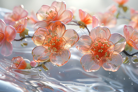水上飘浮的花束图片