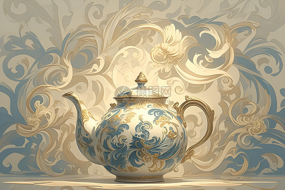 细腻的瓷茶壶图片