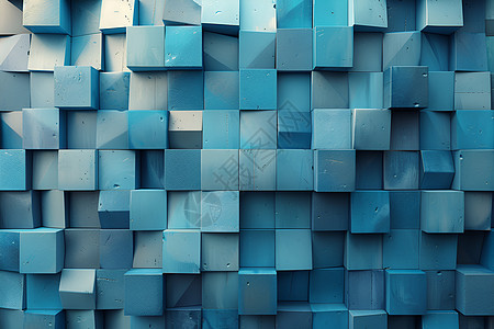 蓝色墙壁方形图案图片