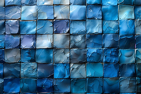 色彩交织的几何瓷砖背景图片