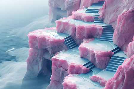 粉红色台阶背景图片