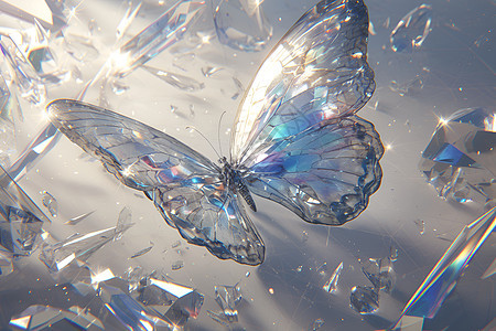 蓝白色水晶蝴蝶图片