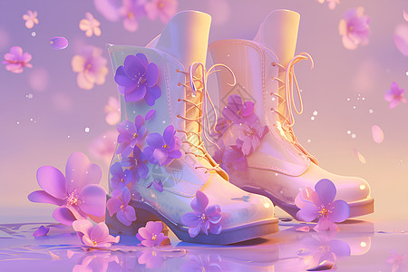 花朵马丁靴图片