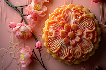 花朵造型的月饼背景图片