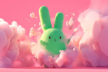 糖棉小绿兔图片
