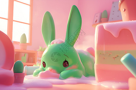粉色房间中的兔子图片