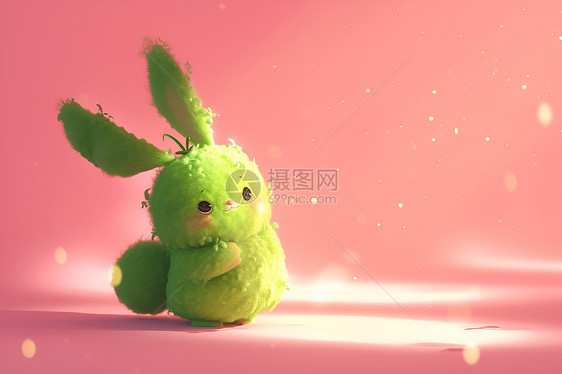 绿色玩具兔子图片