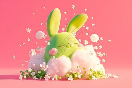 静坐的棉花糖兔子图片