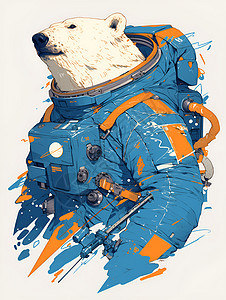 宇航员装束的北极熊背景图片
