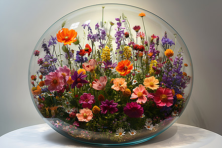 玻璃球里的花海图片