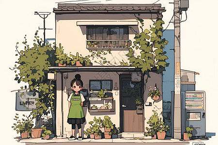 咖啡店小楼背景图片
