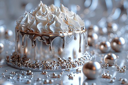 金属生日蛋糕图片