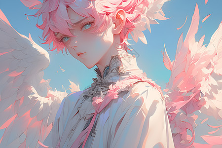 粉色天使男孩图片