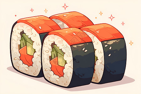 和谐可爱的寿司卷背景图片