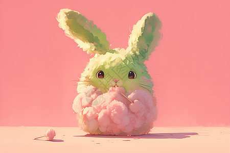 棉花糖兔子的绚丽插画背景图片