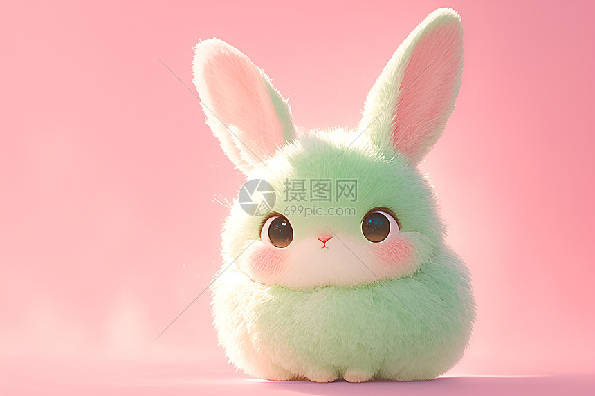 粉色世界中的棉花糖兔子图片