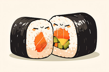 俏皮可爱的寿司情侣图片