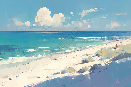 海滩的绘画图片