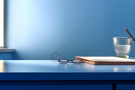 桌上的本子和眼镜图片