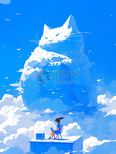 少女与猫图片