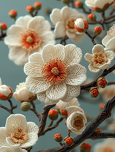 缝制皮具缝制的花卉植物插画