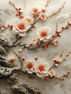 树枝上的花卉艺术品图片