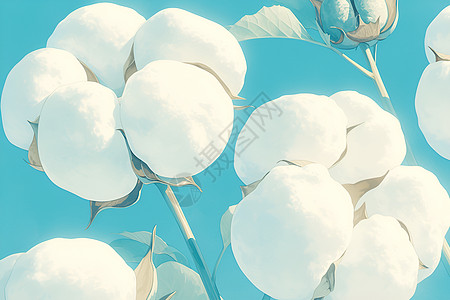 盛开的棉花插画背景图片