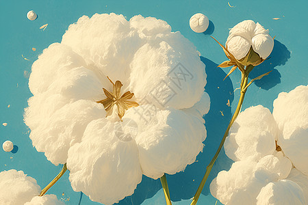 绘画的棉花植物图片