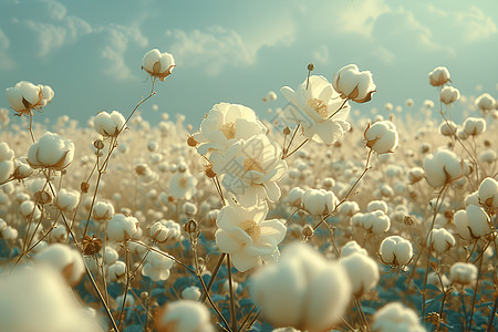 田野内的农业棉花背景图片