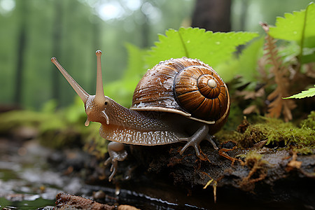 灌木丛中的蜗牛图片