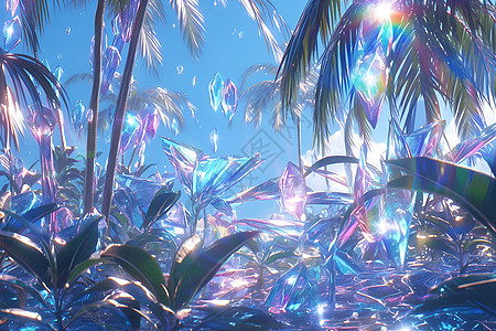 设计的玻璃棕榈树背景图片