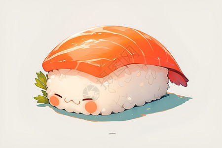 日式寿司可爱的寿司头像插画