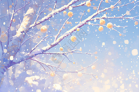 冬日覆雪的果树图片