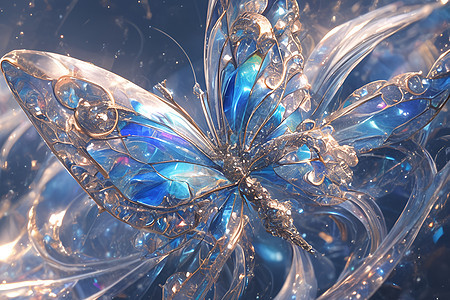 空中飞翔的水晶蝴蝶图片