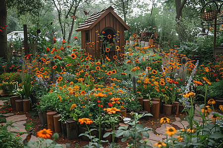 花园里的小屋图片