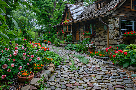 石头小路石头小鹿花园背景