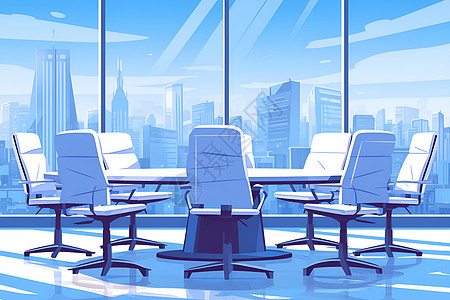 蓝白色商务会议室背景图片