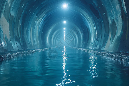 昏暗隧道里的水流图片