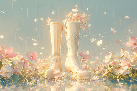 花朵雨靴图片