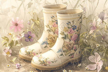 白色雨靴图片